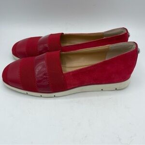 Donald Pliner MAY Red Elastic Stretch Faux Suede Flats Size 7.5 M Women Slip On